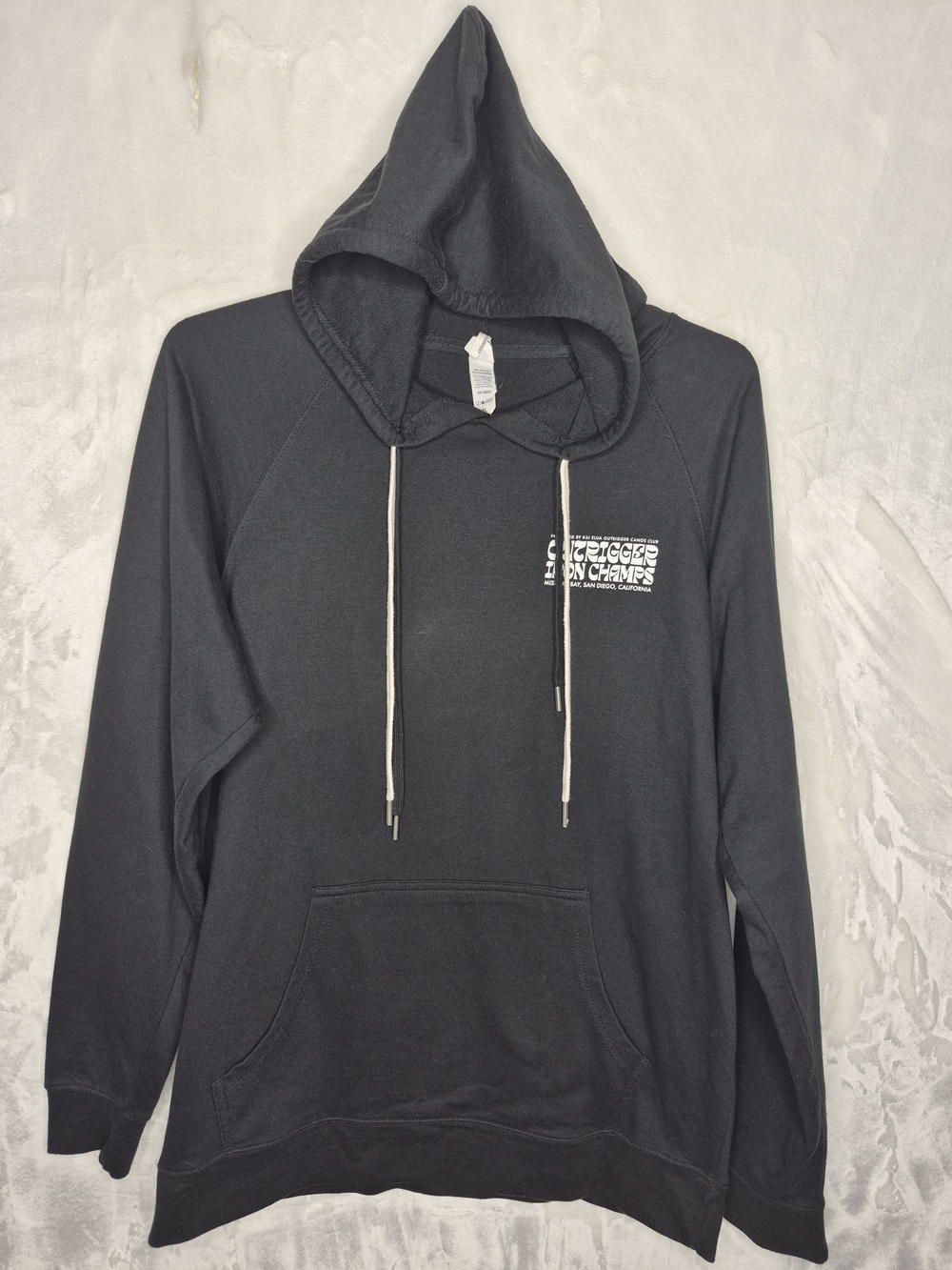 Outrigger Iron Champs San Diego Hoodie Sweatshirt Washed Black Mens XL 23x30